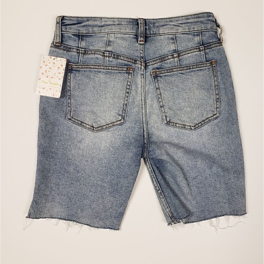 Free People Avery Denim Raw Hem Bermuda Shorts - Picture 5 of 5